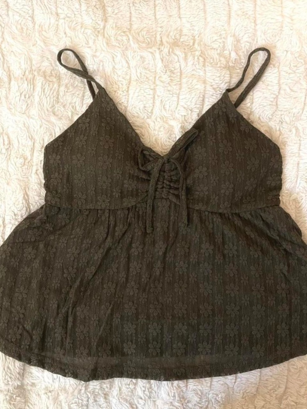 NWT Ruby & Jewelry Lace Babydoll Cami Top Olive Green Size S Y2K Coquette